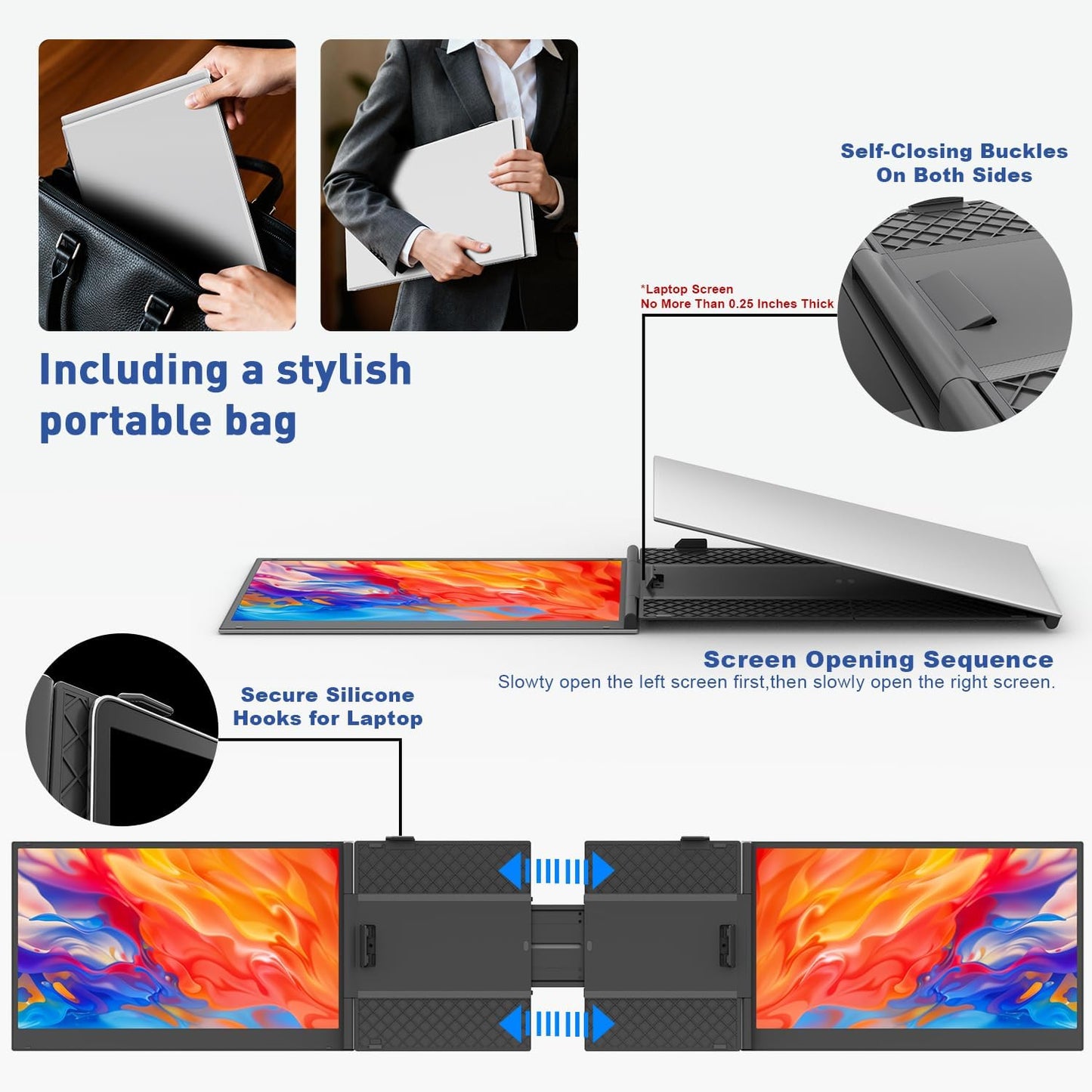 Laptop Schermvergroter – Draagbaar Monitor – Tweede Scherm – Laptop Extender – HD Resolutie – 16 Inch – USB-C & HDMI Aansluiting