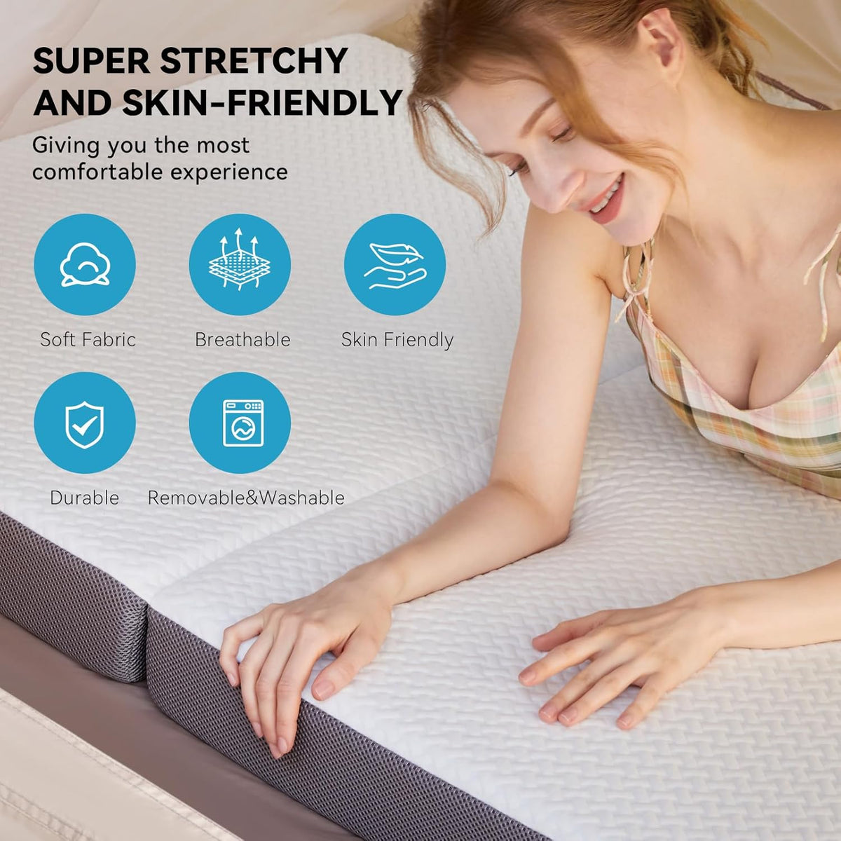 Dubbel vouwmatras, opvouwbare matras, dubbele, drievoudige traagschuimmatras met wasbare hoes, geschikt voor reizen, kamperen, vloer, gastenbed (140 x 200 x 9,5 cm)