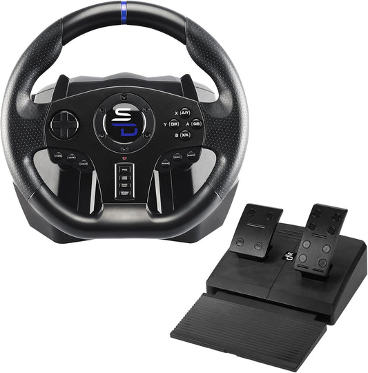 Racewheel – Racestuur – Gaming Stuurwiel – Simracer Stuur – Force Feedback Stuur – Multiplatform Compatibel – Dubbele Vibratiemotor