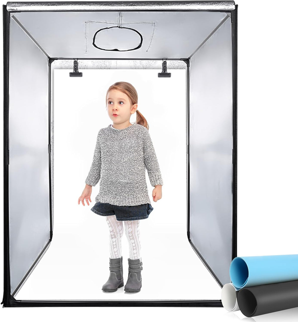 Draagbare opvouwbare lichttent, 140 x 120 x 100 cm, met 576 dimbare ledverlichting en 3 gekleurde achtergronden voor fotografie