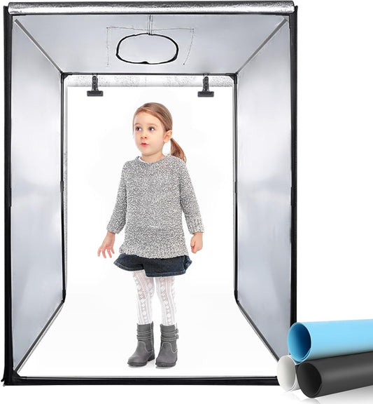 Draagbare opvouwbare lichttent, 140 x 120 x 100 cm, met 576 dimbare ledverlichting en 3 gekleurde achtergronden voor fotografie