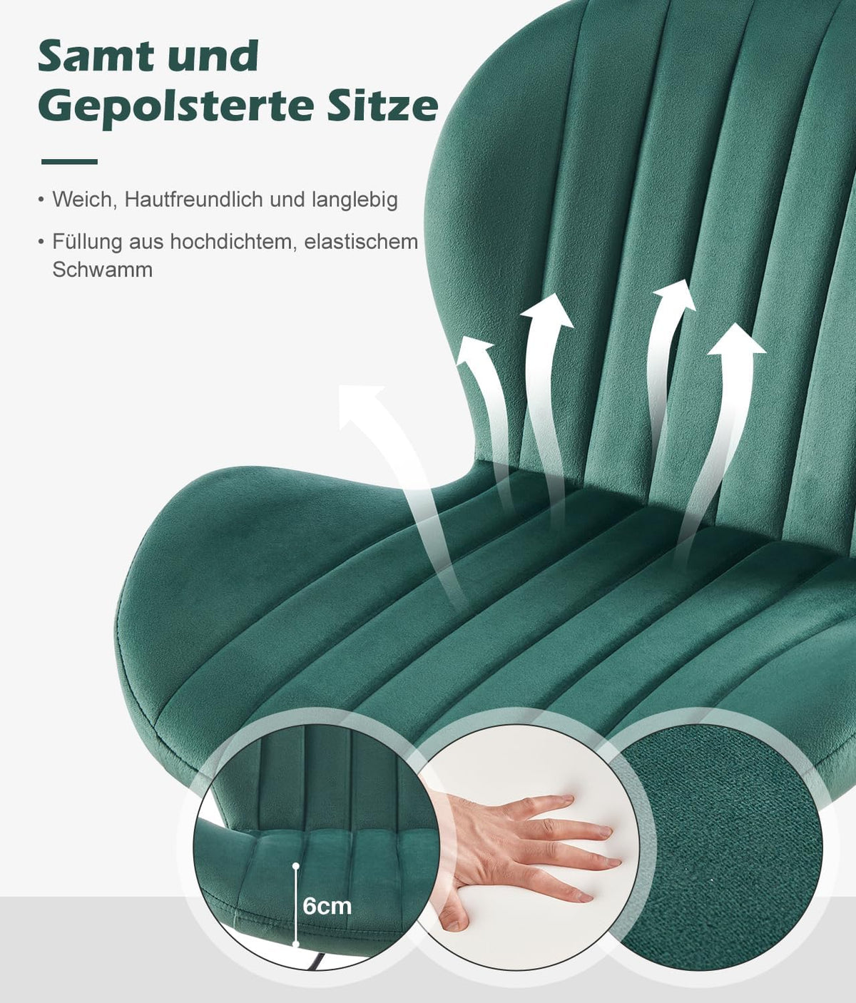 TUKAILAI Barkruk, set van 2 van fluweel, barstoel, in hoogte verstelbaar, 360 graden draaibaar, kruk met rugleuning, voetensteun, metalen frame, gevoerde keukenkruk, barstoel voor keukenbars, groen