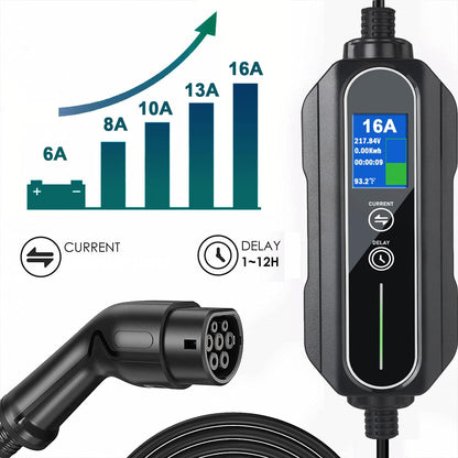 Oplaadkabel elektrische auto – Type 2 laadkabel – EV laadkabel – Auto oplader – Elektrische laadkabel – 16 A 3,6 kW – Waterdicht IP66 – 5 meter met draagtas