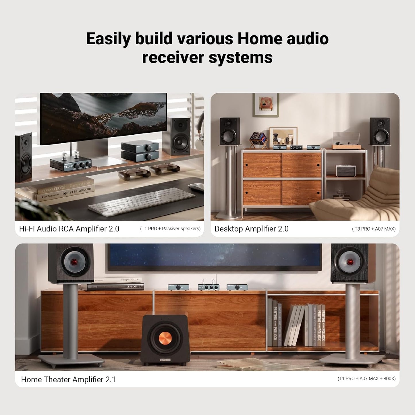AIYIMA A07 MAX 2 CH HiFi-versterker 300Wx2 TPA3255 mini Klasse D eindversterker Overbrugbare mono stereo desktopversterker 600 Watt met 3,5 mm uitgang Geïntegreerde versterker