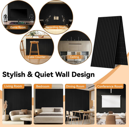 Akoestisch Houten Wandpaneel – Akoestisch Paneel – Houten Wandpaneel – Geluidsabsorberend Paneel – Akoestische Wandbekleding – 2400 x 600 mm, 2-Delig Opvouwbaar – MDF En Polyester Met Hoge Dichtheid, Geluidsabsorptie Tot 0,95