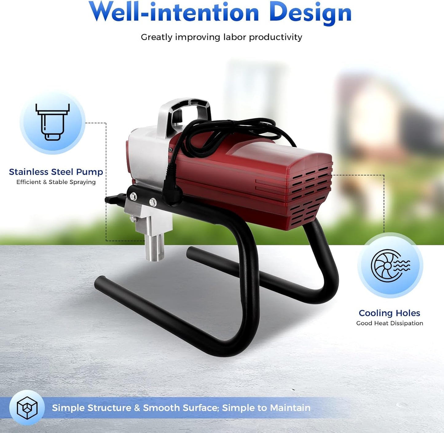 Airless Spuitmachine – Verfspuitmachine – Muurspuit – Spuitpistool – Schilderapparaat – 1800 W Krachtige Motor – 13 Meter Hoge Drukslang