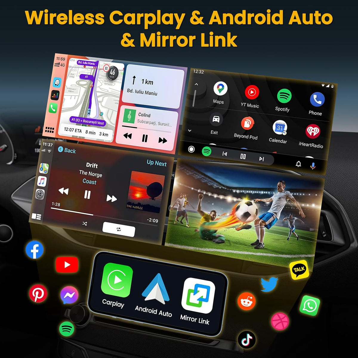 Hikity 1 Din autoradio met 7 inch flip-out gemotoriseerd touchscreen autoradio met Bluetooth radio achteruitrijcamera Mirror Link USB AUX MIC