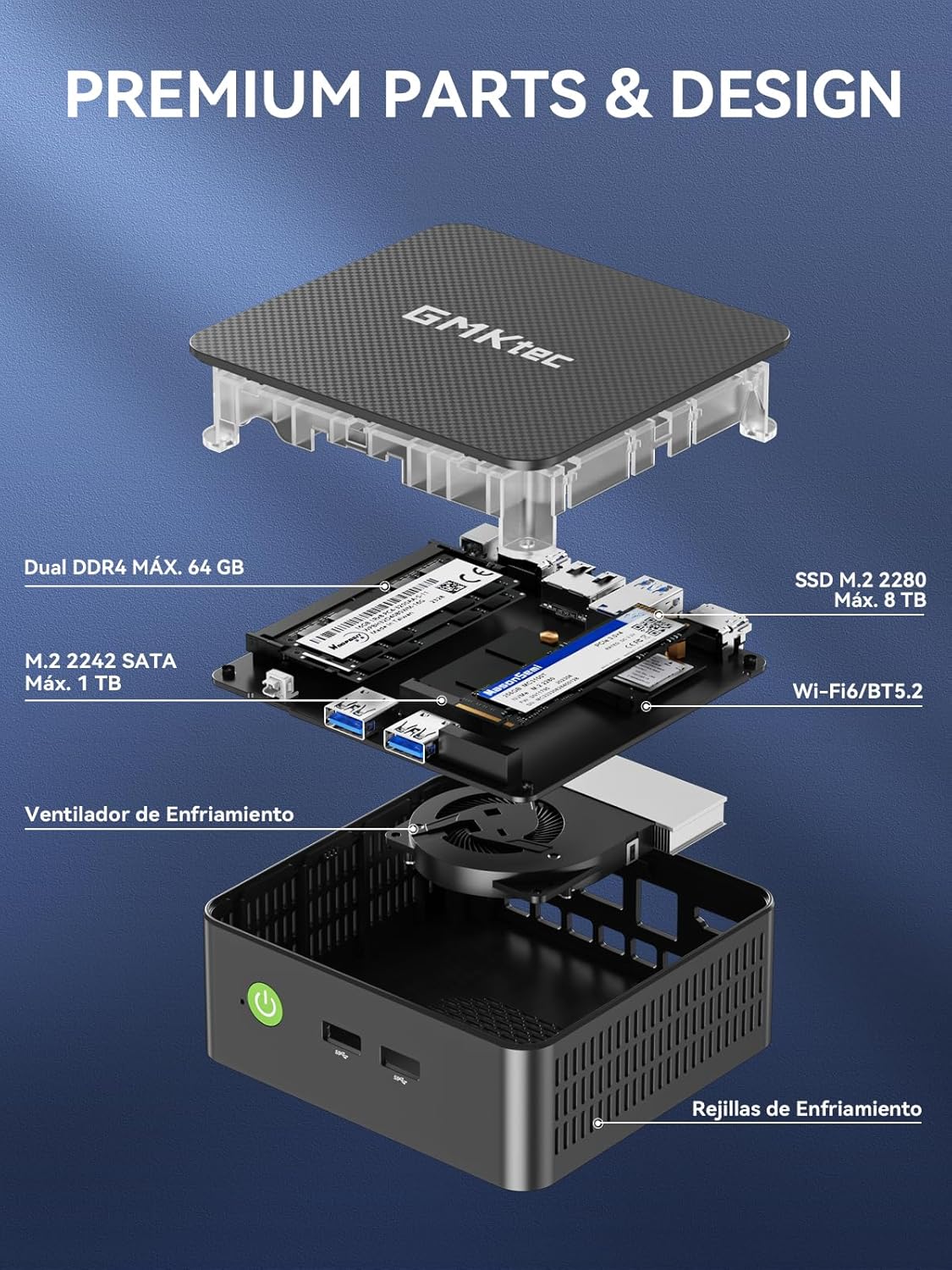 GMKtec G3 Pro Mini-pc, 3 jaar ondersteuning, met Intel i3-10110U (Beats 4300U/3250U) tot 4,1 GHz, Micro PC met 8 GB DDR4 RAM, 256 GB SSD, 3 x USB 3.2, WiFi 6, BT 5.2, 2× HDMI, 1 × 2,5 G LAN