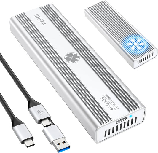 iDiskk External Hard Drive NVMe 40 Gbit/s, 2 TB, up to 3000 MB/s, Thunderbolt 3 (40 Gbit/s), USB-C (10 Gbit/s), USB 4/3.2/3.1/3.0/2.0, Integrated Cooling Fan, SSD M.2 - QUORE