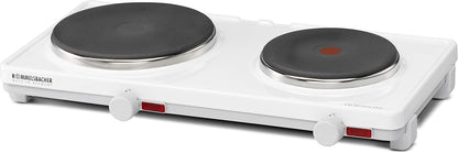 Dubbele Kookplaat – Elektrische Kookplaat – Twee Pits Kookplaat – Kookplaat Elektrisch – Compacte Kookplaat – Gietijzeren Verwarmingsplaten – Traploze Temperatuurregeling – Oververhittingsbeveiliging - QUORE