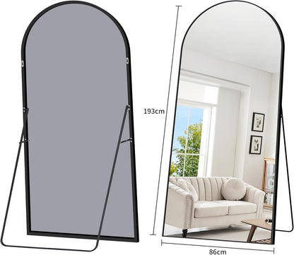 Full-body Spiegel – Grote Staande Spiegel – Muurspiegel – Volledige Lengte Spiegel – Zwarte Lijst Spiegel – 192 x 85 cm – Onbreekbaar Glas Met Aluminium Frame