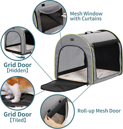Petsfit Hondenbox, opvouwbaar voor grote honden, duurzaam en gezellig, kamerkennel met anti-open ritssluiting en pluche kussen, L