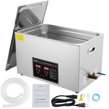 VEVOR Ultrasone reiniger, roestvrij staal, 600 W, 30 l, ultrasoon reinigingsapparaat met digitaal display, 0-30 minuten, ultrasone reiniging voor sieraden, brillen, horloges enz.