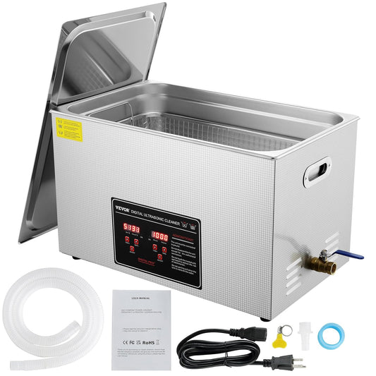 VEVOR Ultrasone reiniger, roestvrij staal, 600 W, 30 l, ultrasoon reinigingsapparaat met digitaal display, 0-30 minuten, ultrasone reiniging voor sieraden, brillen, horloges enz.