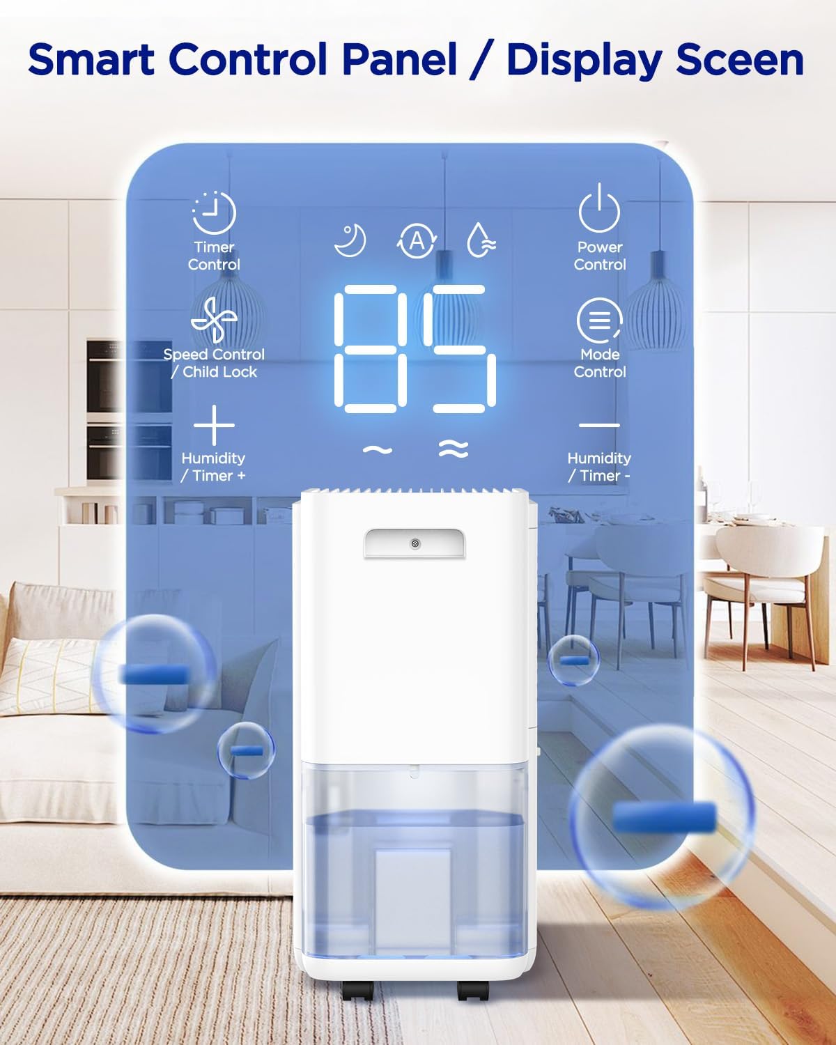 EasyAcc 18L/Dag Luchtontvochtiger met Compressor, Elektrische Ontvochtiger met 4 Modi voor Kledingdrogen, Vochtigheidssensor, 24Uur Timer voor Kelder, Opslagruimte, Wasruimte (35m²)