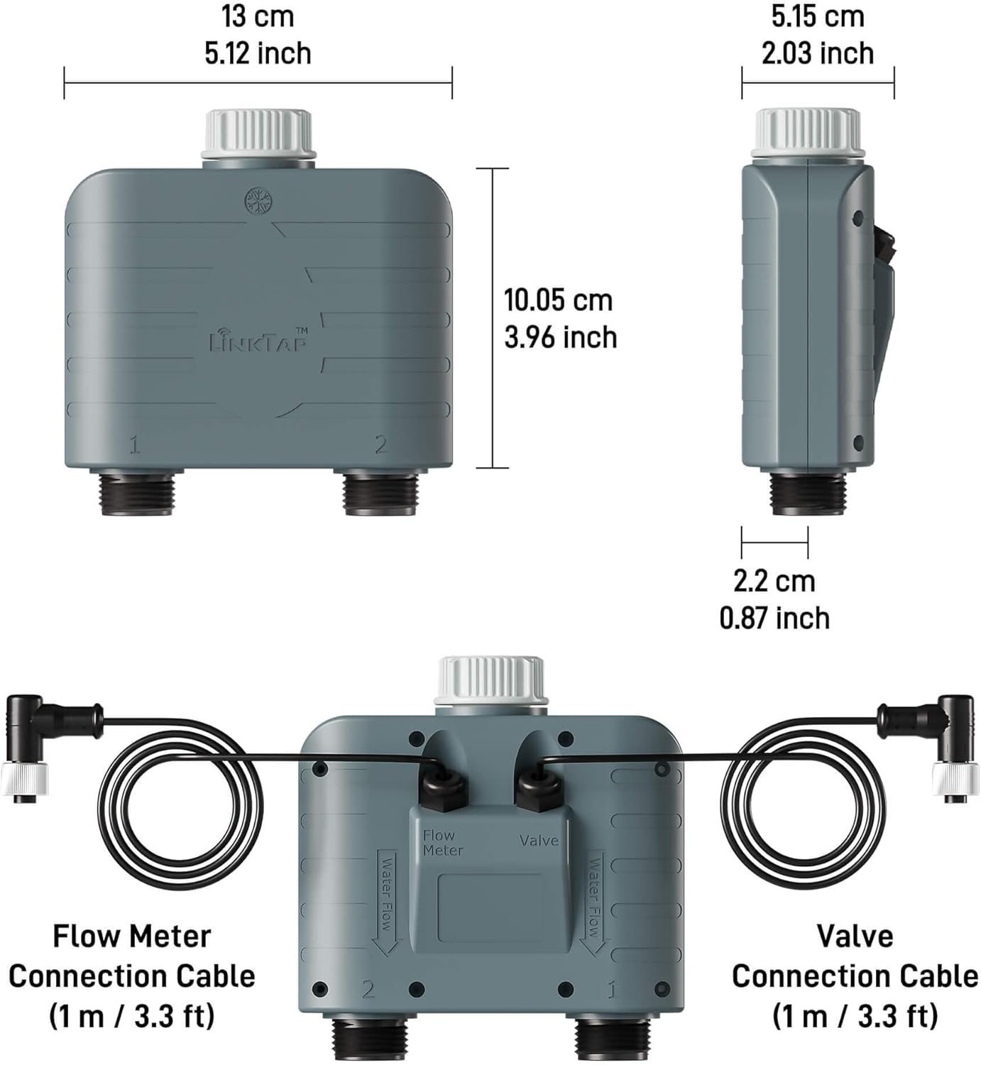 LinkTap T1 Smart Water Timer (Vereist Gateway), 2-Outlet Sprinkler Timer, Ideaal voor Druppelirrigatie, Weer Adaptief, beter bereik dan WiFi Water Timer, IP66, Alexa
