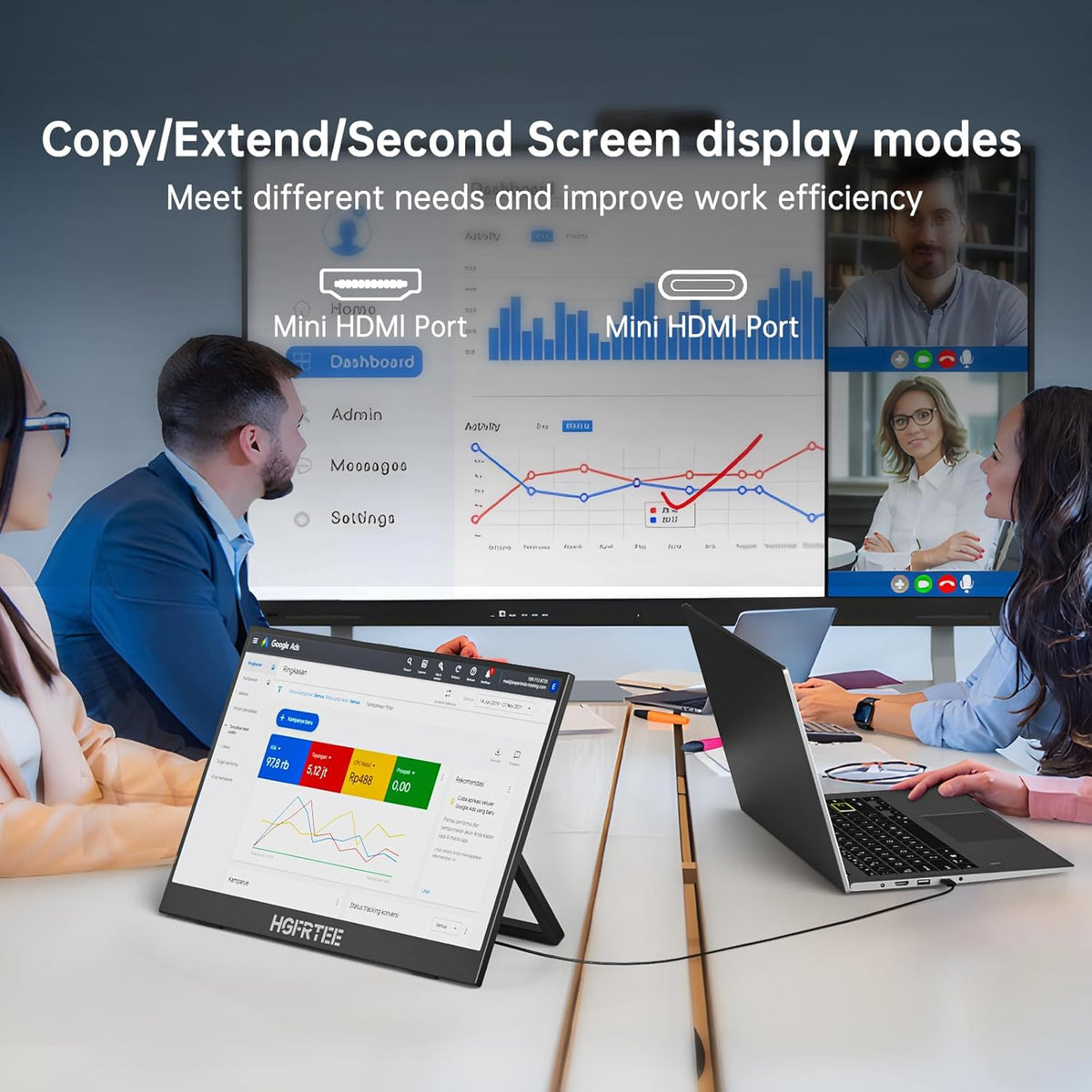 Draagbare Monitor Touchscreen – Externe Monitor – Tweede Scherm – Draagbaar Scherm – Touchscreen Monitor – 14,1 Inch IPS 1920 x 1200 – USB-C en Mini HDMI
