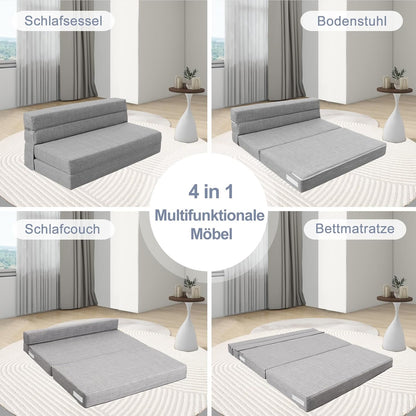 ANONER Traagschuim Uitklapbare Slaapbank met Kussen Twin Size Futon Slaapstoel voor Woonkamer Appartement (Queen, Light Grey)