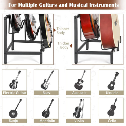 Gitaar Standaard 5-Tier voor Elektrische Gitaar Akoestische , Bas, Gitaarrek Houder Floor Verstelbaar voor Meerdere gitaren, Gitaarversterker Accessoires, Gitaardisplay voor Muziekkamer