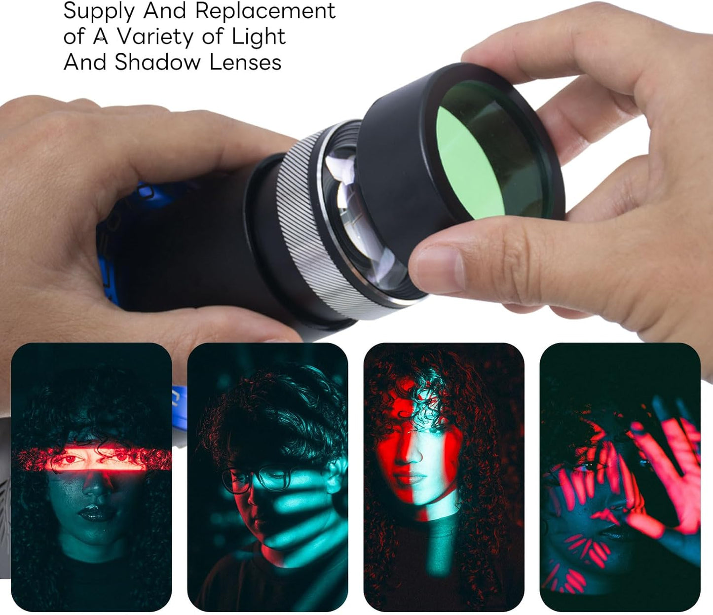 DIFESURO Optical Snoot Bowens Mount Gobo Projector, 39 Gobo's, projectiebevestiging voor fotografie Spotlight, compatibel met Aputure Amaran 100X/D 200D/X, 150C, Godox SL60 voor portret,