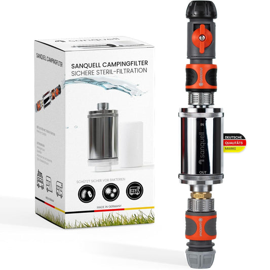 Vulfilter Voor Zoetwatertank – Waterfilter – Drinkwaterfilter – Camperfilter – Caravanfilter – Zilver – 0,2 µm Membraanfilter – Tot 8 Liter/Minuut