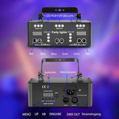 Disco Light Party Light, DMX Effects Light LED RGB DJ Projector Music Controlled Disco Lights For KTV Family Meeting Wedding Birthday Halloween - QUORE