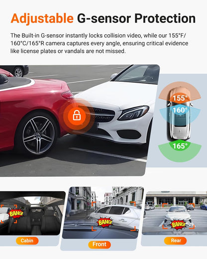 VANTRUE Starvis 2 N4 Pro S 4K dashcam voor de auto, 3-kanaals 4K + 1080P + 1440P met GPS, parkeerbewaking 24 uur, spraakbediening, IR-nachtzicht, LTE