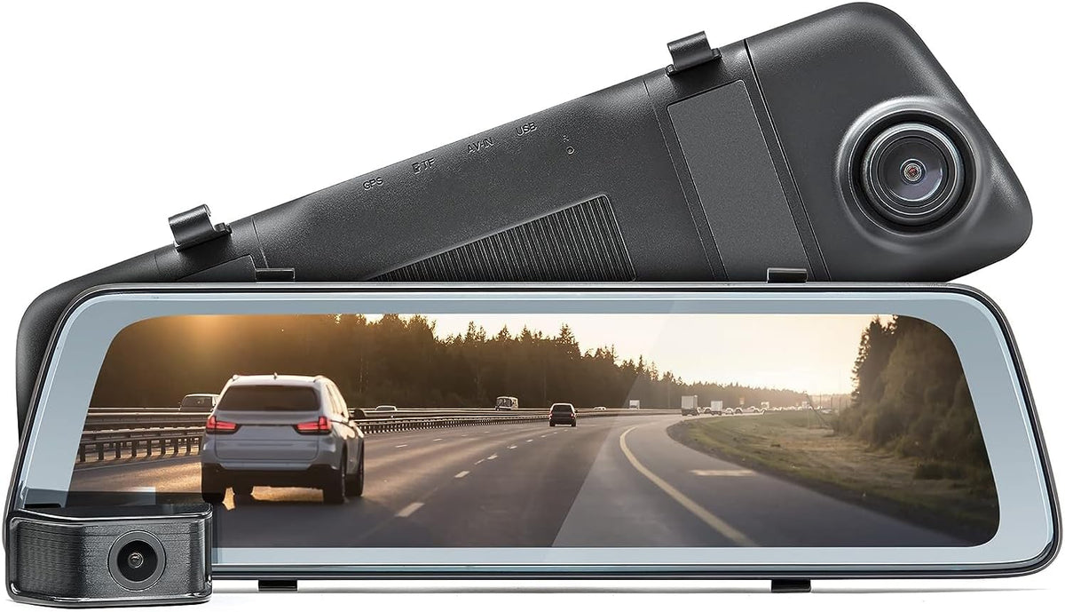 Road Angel Halo View 2K - Dubbele 1440p randcamera, achteruitkijkspiegel, met 1080p achteruitrijcamera, 10 inch touchscreen, nachtzicht, geïntegreerde wifi, echte parkeermodus, zwart