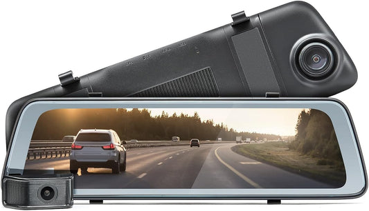 Road Angel Halo View 2K - Dubbele 1440p randcamera, achteruitkijkspiegel, met 1080p achteruitrijcamera, 10 inch touchscreen, nachtzicht, geïntegreerde wifi, echte parkeermodus, zwart