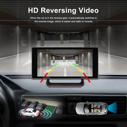Apple CarPlay & Android Auto draagbare autoradio draadloze digitale media-ontvanger, navigatieapparaat voor auto met 4K Bluetooth-frontcamera/FM-zender/spraakbesturing/Google/GPS/AUX