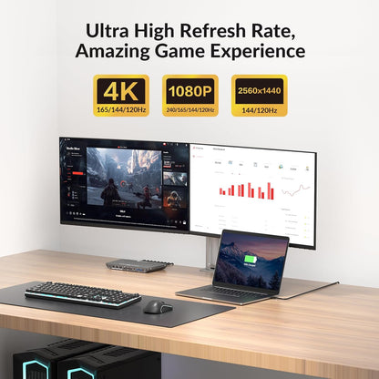 AV Access Docking Station KVM-switch 1 laptop en 2 desktop-pc's, dubbele 4K@60Hz-monitoren, EDID-emulatie, 100 W USB-C-opladen, Gigabit Ethernet, hoge verversingssnelheden, ideaal voor gaming, kantoor