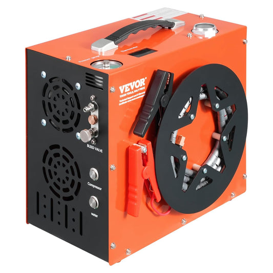 VEVOR Air Compressor PCP Portable 30MPa Water Cooling Integrated Fan, Automatic Shutdown, DC 12V/AC 230V Paintball Tank Compressor for Air Gun, Diving Bottle