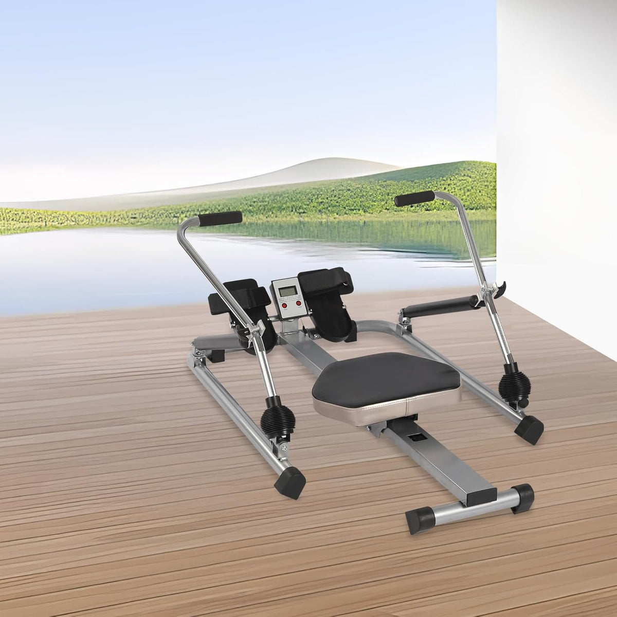 Silent home rowing machine, LCD data display, rowing machine for home, load capacity up to 120 kg for greater stability, easy assembly, the first choice for home fitness - QUORE
