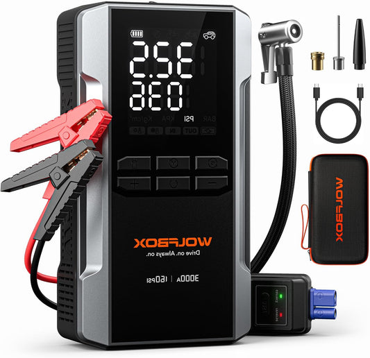 Autostarter – Booster – Jumpstarter – Powerbank – Luchtcompressor – 3000A Piekstroom – 160 PSI Compressor - QUORE
