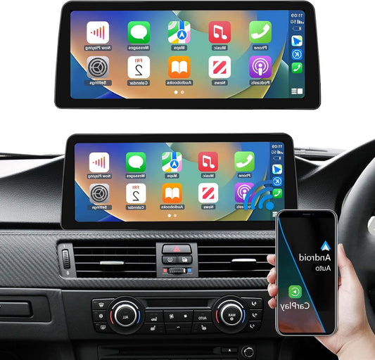 Road Top 12.3 Inch Car Radio Wireless Carplay Android Car Touch Screen for BMW 3er E90/E91/E92/E93 2008-2013 Year with CIC System, Car Stereo Multimedia Radio Receiver, Support Mirrorlink - QUORE