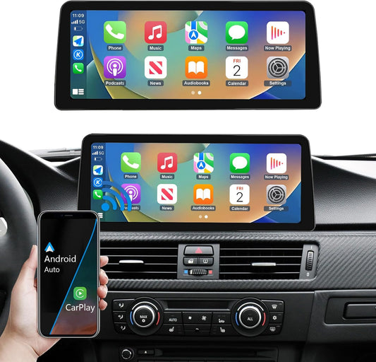 Road Top 12.3 Inch Autoradio Draadloze Carplay Android Auto Touchscreen voor BMW 3er E90/E91/E92/E93 2008-2013 Jaar met CIC Systeem, Car Stereo Multimedia Radio Ontvanger, Ondersteuning Mirrorlink