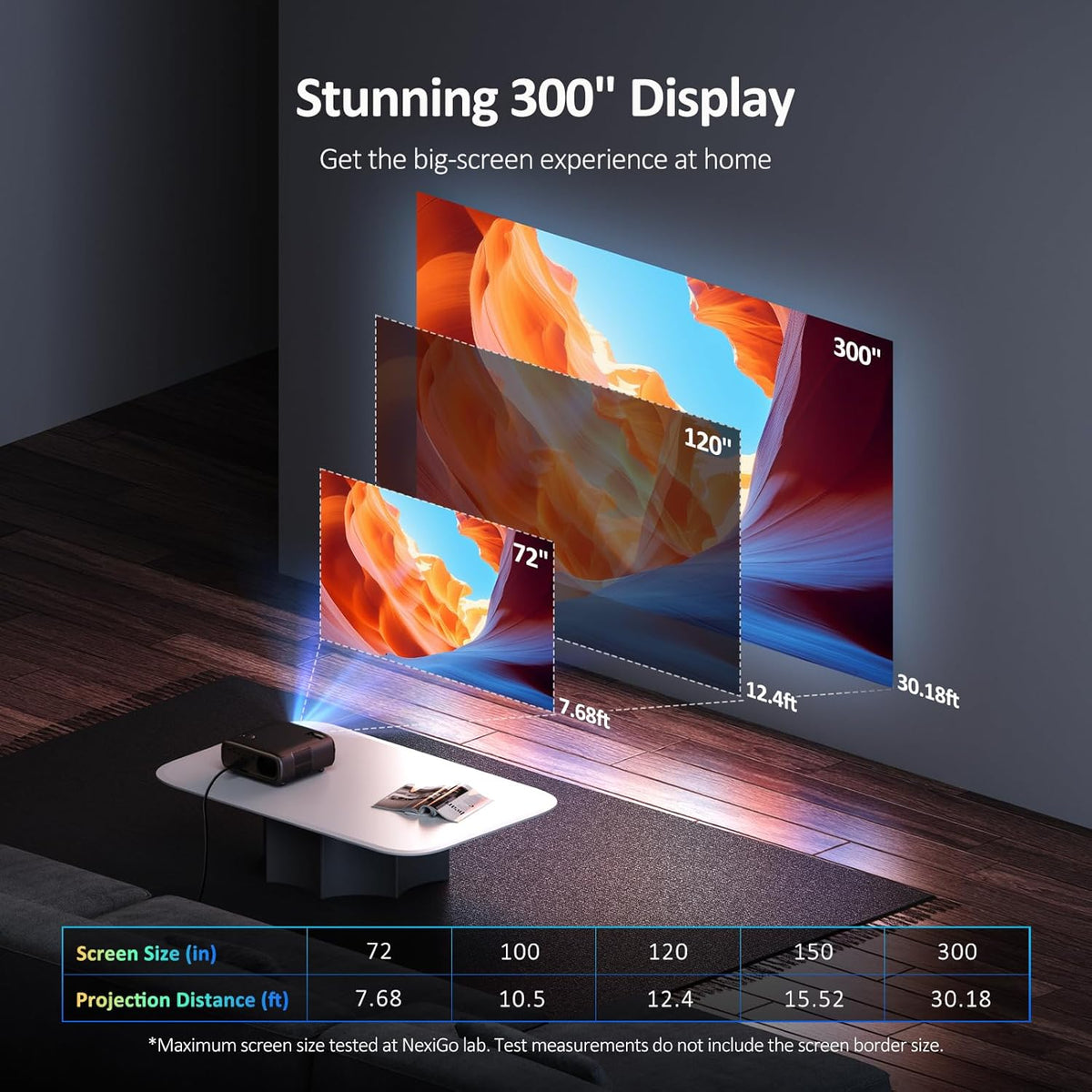 NexiGo PJ40 (Gen 3) Projector met WiFi en Bluetooth, D65 Gekalibreerd, Native 1080P, Ondersteuning voor 4K, Projector voor Buitenfilms, 20W Speakers, Compatibel met TV Stick, iOS, Android