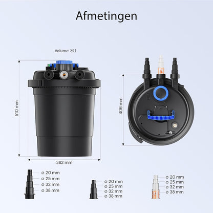 SunSun filterset voor 10.000 l met UVC 11 W, ECO-pomp 20 W drukfilter vijver set