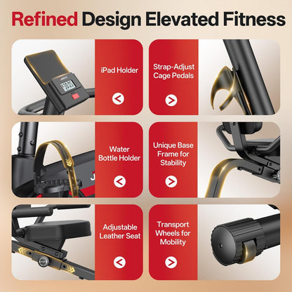 JOROTO JH30/JH30PRO Ligfiets voor Thuis, Bluetooth Magnetische Ligergometer, Hometrainer voor Senioren met 136KG Gewichtscapaciteit, LCD Scherm, Verstelbare Zitting voor Cardiotraining