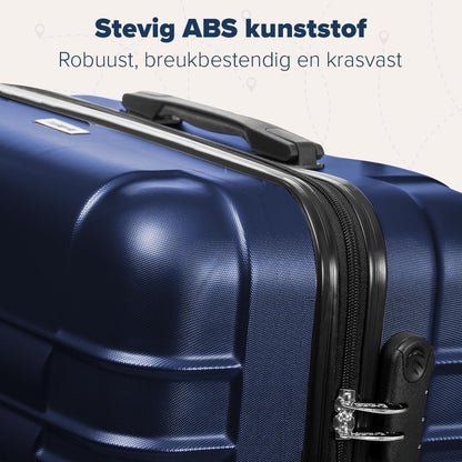 TRVLMORE Kofferset - 3 Delig - 38L Handbagage + 110L Ruimbagage - Lichtgewicht - Trolley - Reiskoffer Set - Donkerblauw