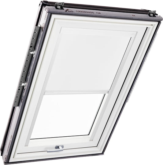 Origineel Roto Verduisterend Rolgordijn ZRV - Bijna Volledige Verduistering - Geleiderail Wit - Voor Dakraam Serie Designo R6/R8, i8 en Classic 64/84 - Maat 094/118 | 09/11 - Kleur Stof Wit - QUORE