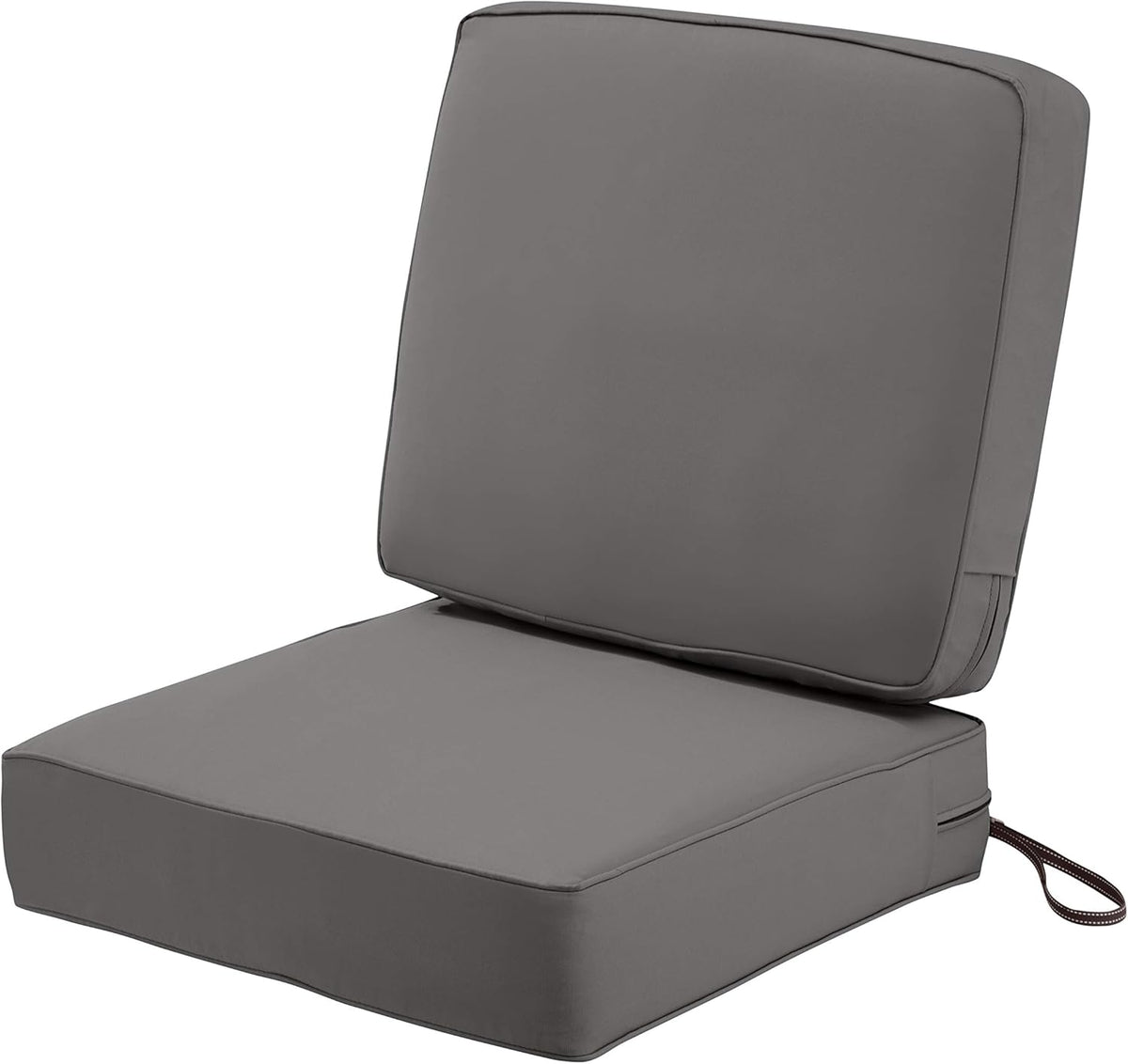 Classic Accessories Montlake Water-Resistant 25 x 25 x 5 Inch (seat)/25 x 22 x 4 Inch (back) Patio Cushion Set, Light Charcoal Grey, Chaise Lounge Cushions Outdoor