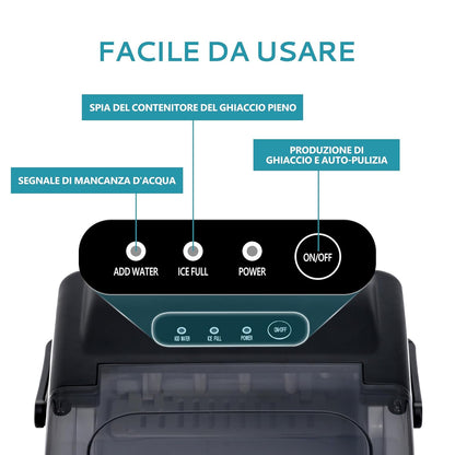 EUHOMY IJsblokjesmachine 12 kg/24 uur, 9 ijsblokjes in 6 minuten, zelfreinigende ijsmachine, met handvat, schep, mand, zwart, 45 dB