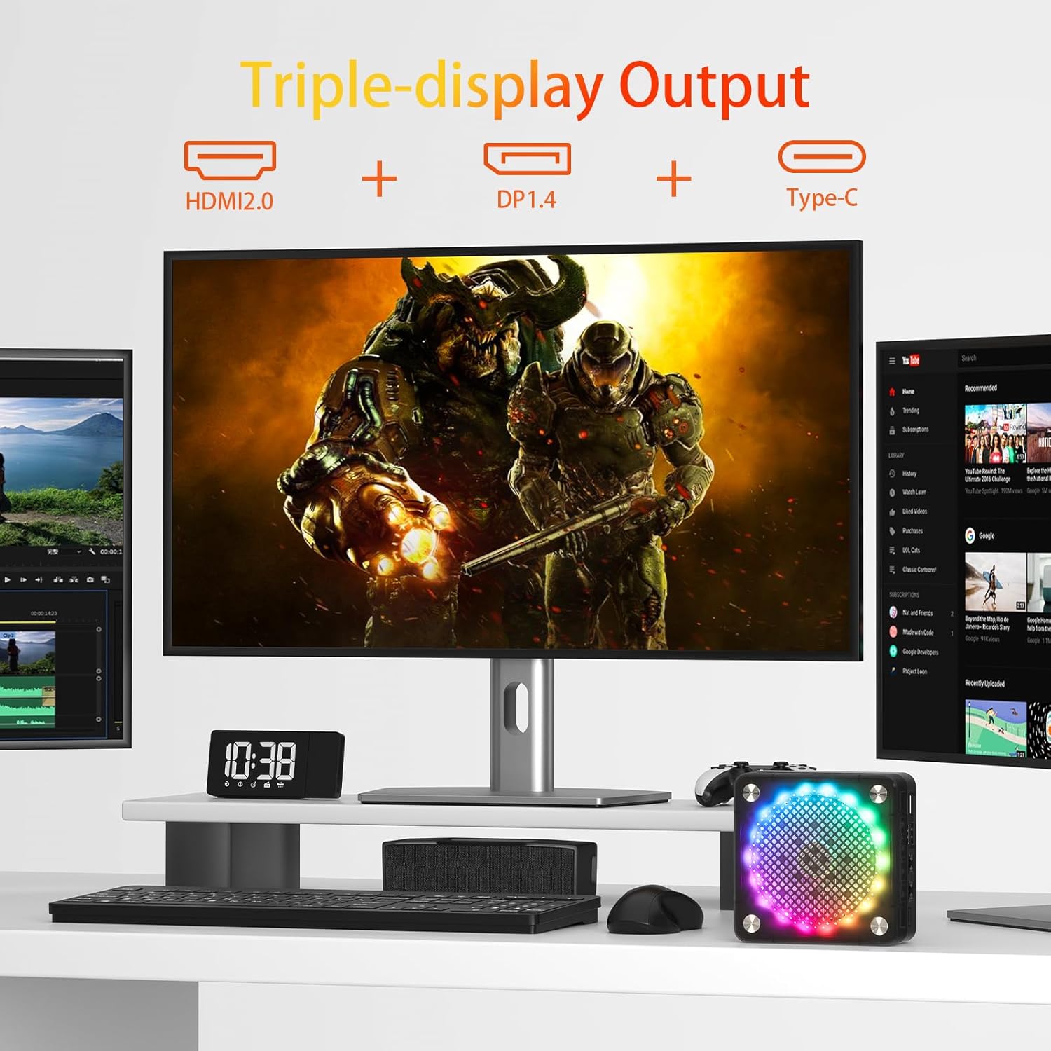 AWOW Mini PC: AMD Ryzen 5 7430U (6C/12T, up to 4.3GHz), 32GB DDR4, 512GB PCIe SD, Radeon graphics, 4K, 2X GbE, WiFi 6, BT 5.2 - QUORE