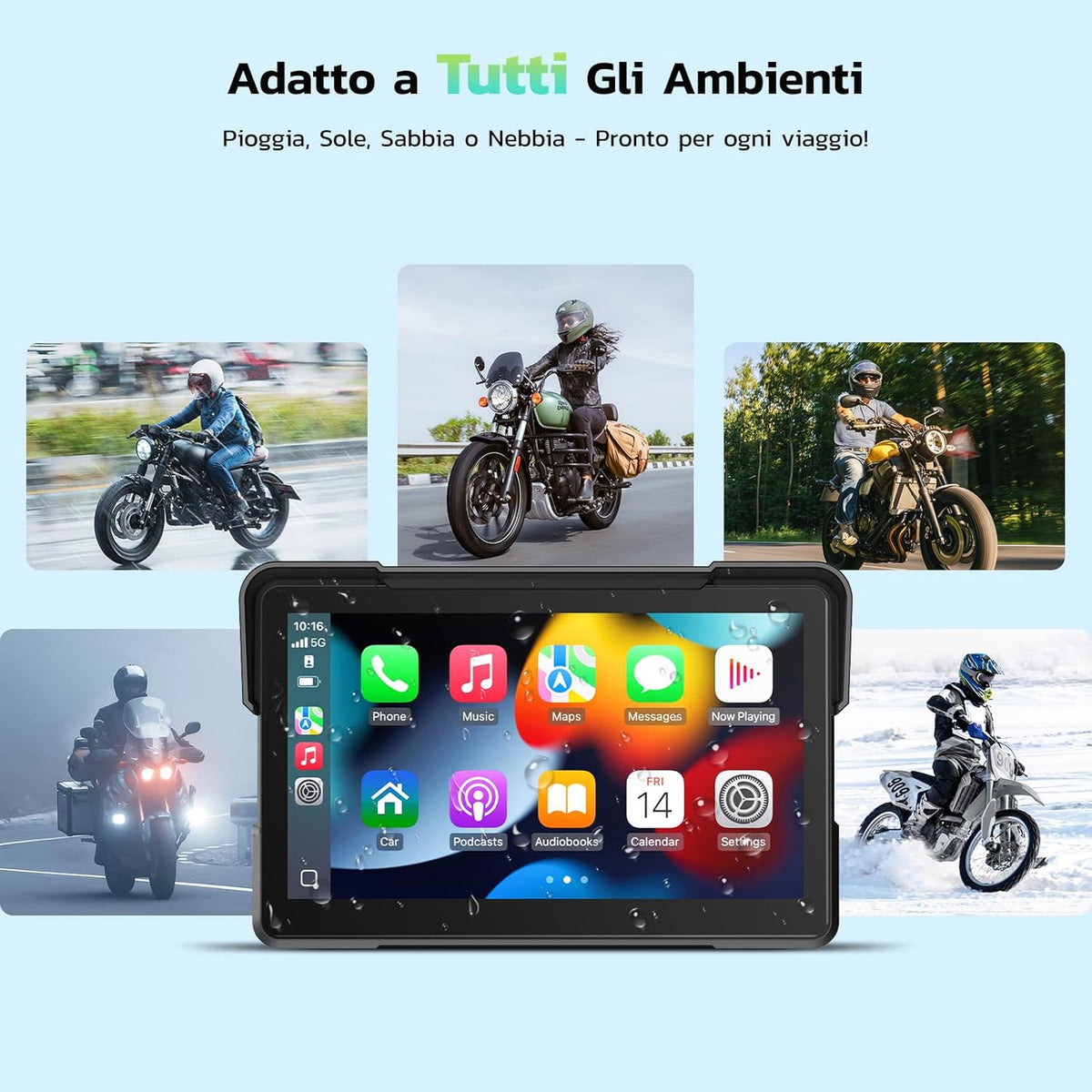 Motorfiets CarPlay – Motor Navigatie – Motor Touchscreen – Motor GPS – Motor Infotainment – Draadloos 7 Inch Touchscreen – IP67 Waterdicht & Bluetooth 5.0