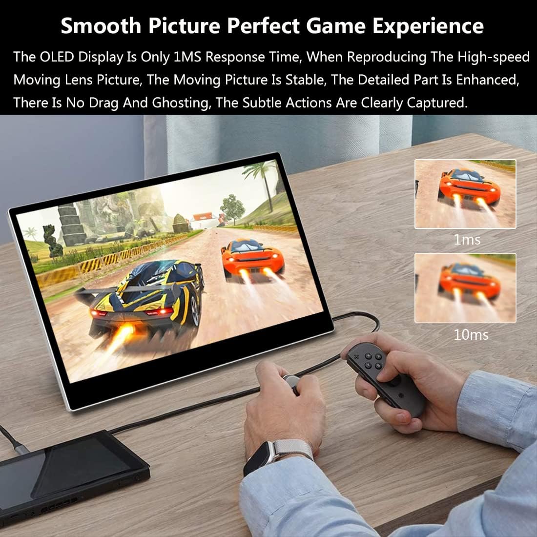Portable Monitor Touch Screen - 13.3" OLED Full HD 1080P, Portable Display 1ms, 100% DCI-P3, USB C Portable Monitor Lightweight HDMI Mobile Monitor for Laptop/MacBook/PC/Game Consoles - QUORE
