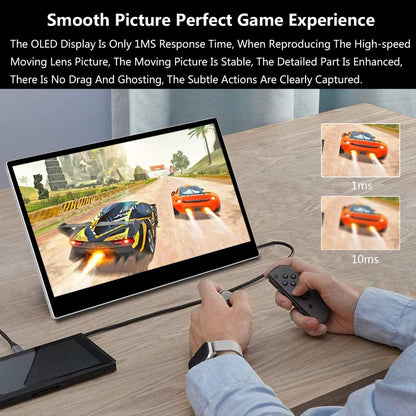 Portable Monitor Touch Screen - 13.3" OLED Full HD 1080P, Portable Display 1ms, 100% DCI-P3, USB C Portable Monitor Lightweight HDMI Mobile Monitor for Laptop/MacBook/PC/Game Consoles - QUORE