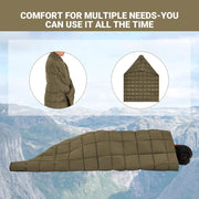 KingCamp Reisdeken, campingdeken, outdoordeken, superlicht, warm, winddicht, waterafstotend, compact, kleine verpakkingsmaat, 213 × 203 cm, olijfgroen