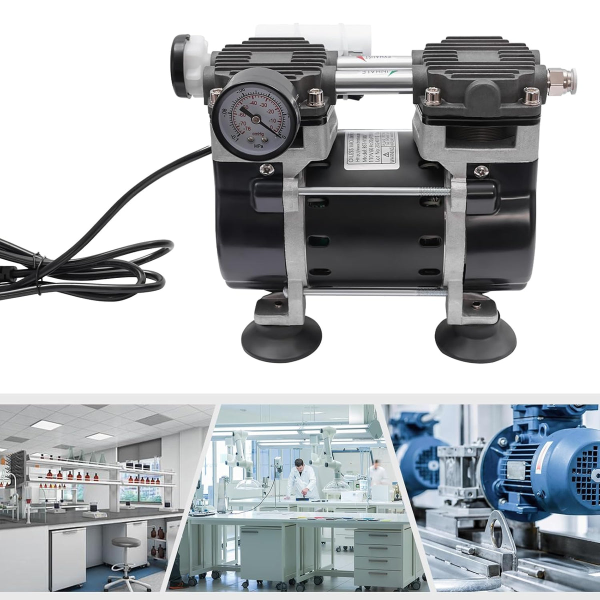 Vacuümpomp – Olievrije Vacuümpomp – Industriële Pompt – Vacuüm Pomp – Elektrische Vacuümpomp – 150W Krachtige Motor – 2 Bar Max Druk