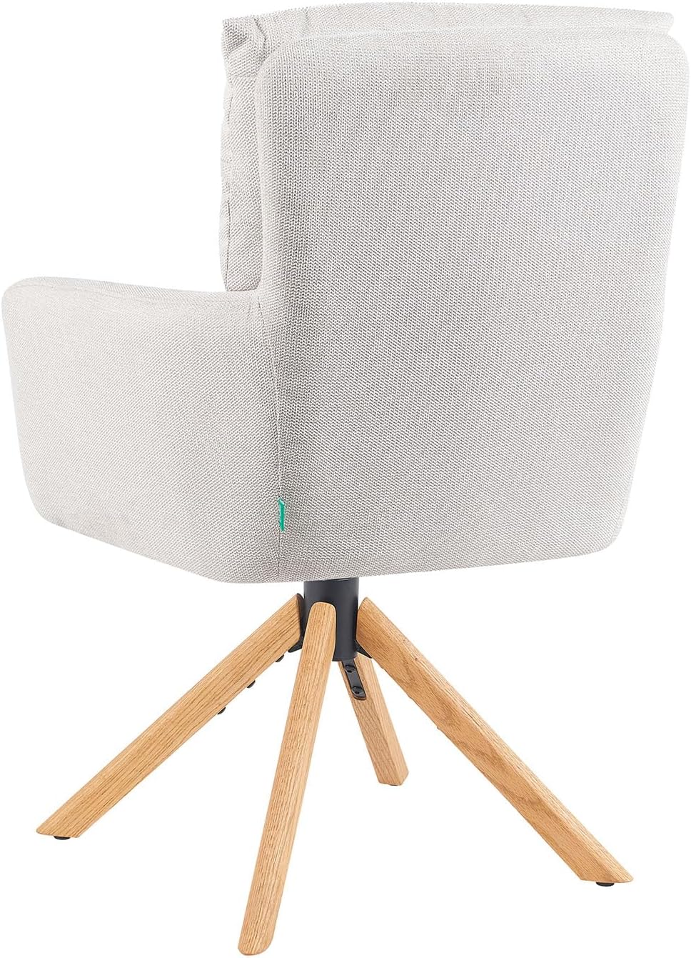 360° Draaibare Eetkamerstoel – Draaistoel – Stoel Met Armleuning – Zithoekstoel – Design Eetstoel – Crème Kleur – Natuurlijk Eikenhout Frame – Reset-functie